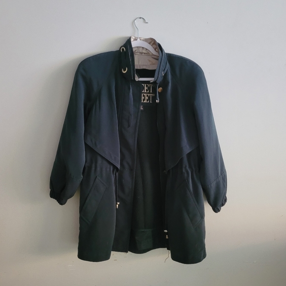 Vintage Jackets & Blazers - Vintage Dark Green Petite Zip Up Jacket